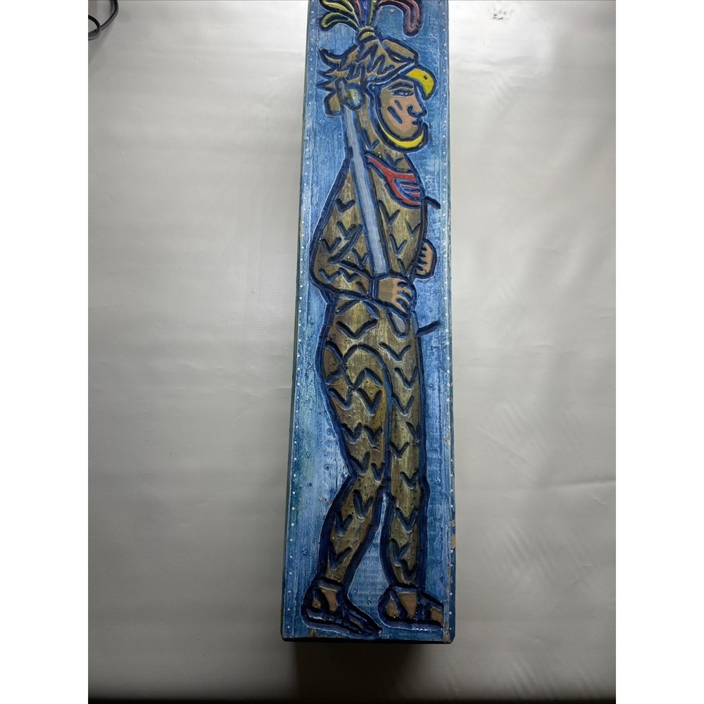 Vintage Hand Painted Wooden Rainstick Wall Panel 19" 1960-1970 Era